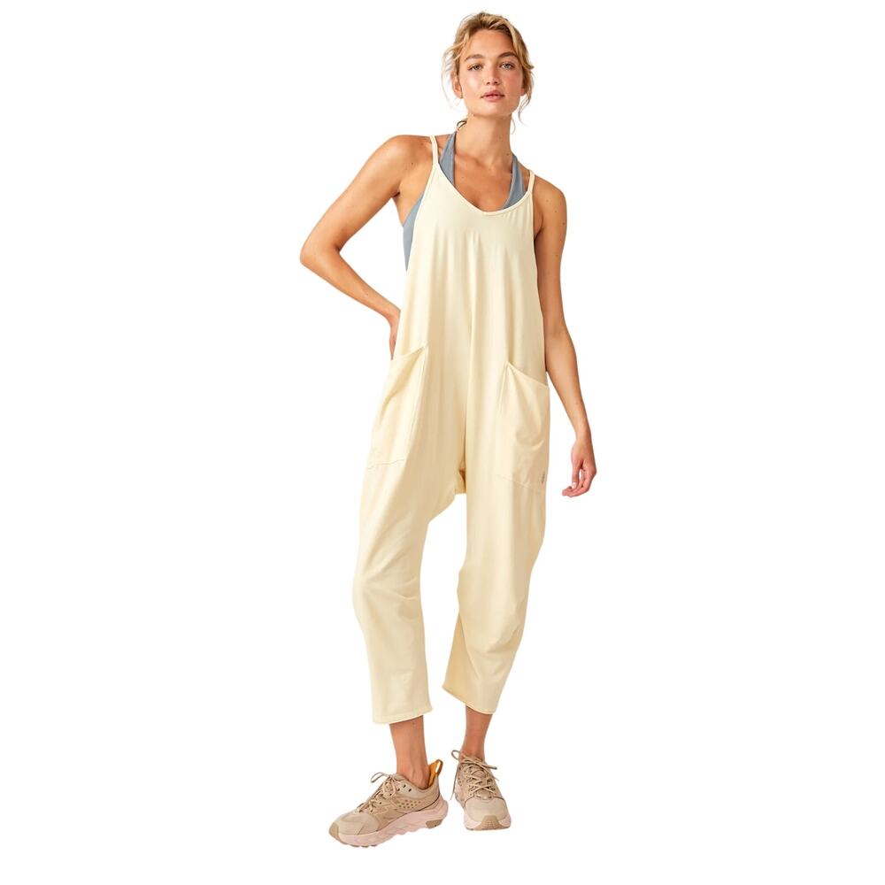 Free People Movement Womens XS Hot Shot Onesie Banana Cream Cotton Jumpsuit